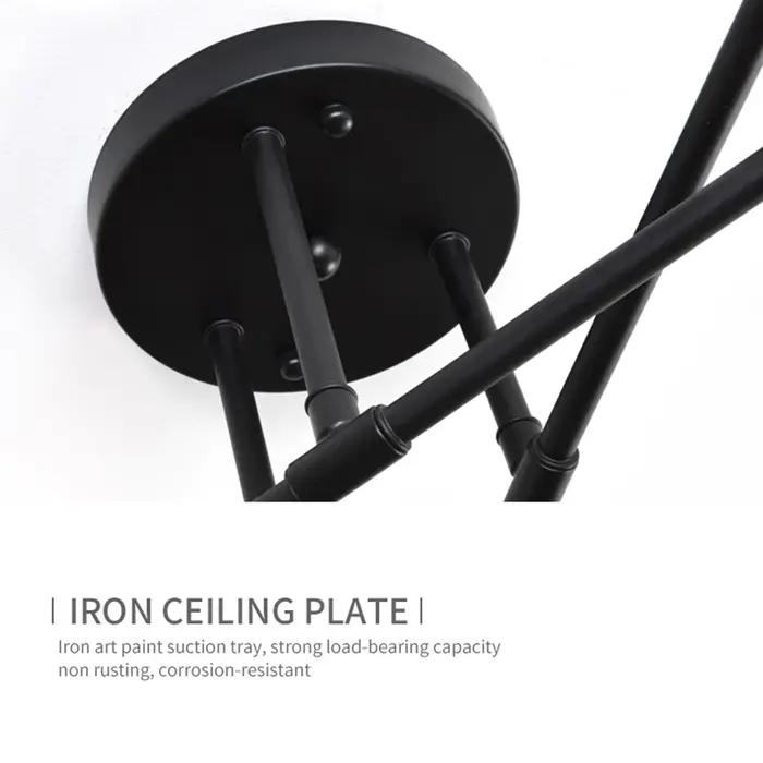 Rétro industriel en fer forgé matériel 6 têtes LED plafonnier maison Luminaire moderne salon lumière