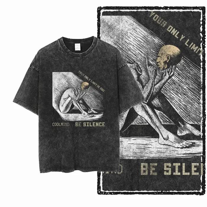 ZF STREETWEAR imprimé coton lavé à l'acide graphique exclusif unisexe t-shirt Cool Vintage rétro hom