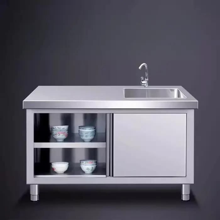 Armoire nordique créative en acier inoxydable avec évier, comptoir d'opération de cuisine de Restaur
