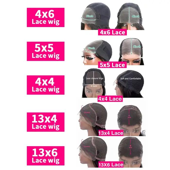 Perruque Lace Front Brésilienne Naturelle Cheveux Lisses, 13x4, 13x6, HD, Transparent 360, 5x5, 6 Ta