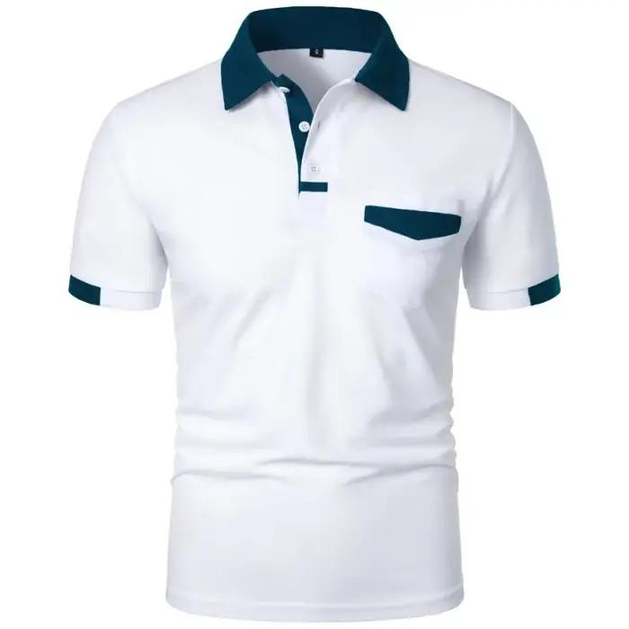 Nouveaux t-shirts à manches courtes pour hommes, Polo de couleur unie avec poches, chemises de base