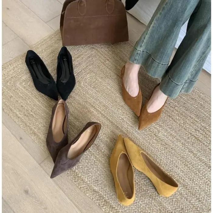 Escarpins de bureau Vintage à bout pointu pour femmes, chaussures élégantes à talons bas, pour fête