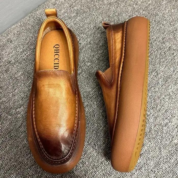 QHCCID chaussures pour hommes en cuir de vachette Vintage faites à la main confortable respirant cla