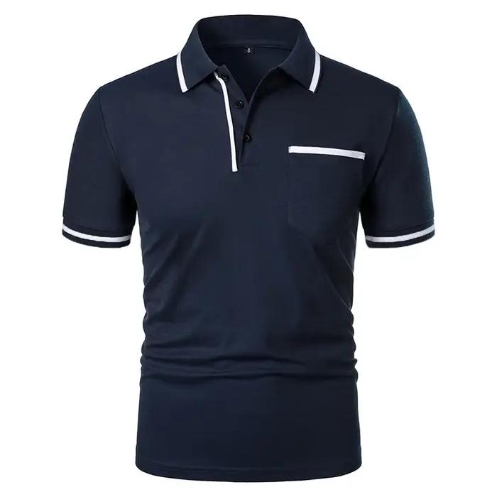 Nouveaux hommes à manches courtes polos couleur unie t-shirt style décontracté été à la mode respira