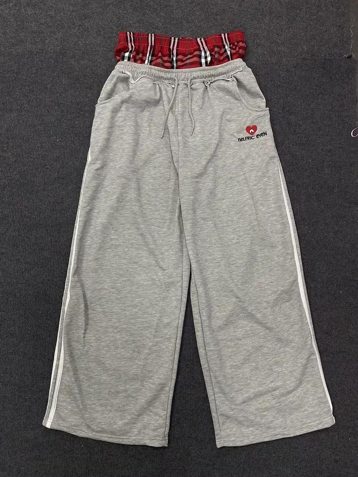 Ensemble deux pièces ample de Style collège rétro américain, faux pantalon de salle de bain à Double