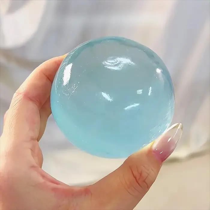 Jouet Squishy en Maltose bleue, mignon Mochi Anti-Stress, balle transparente bleue douce, jouet de d