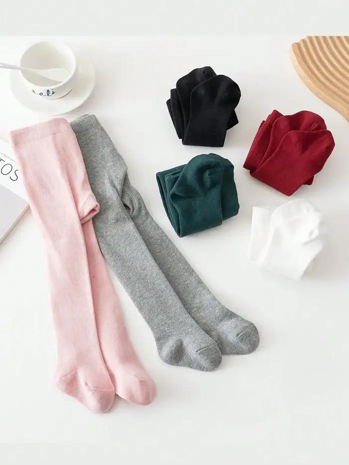 Nouveau bébé filles collants nouveau-né taille élastique couleur unie bas Slim Fit chaussettes colla