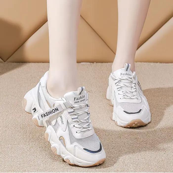 CINESSD 2026 Baskets tendance à plateforme en maille, chaussures en cuir respirantes, décontractées,