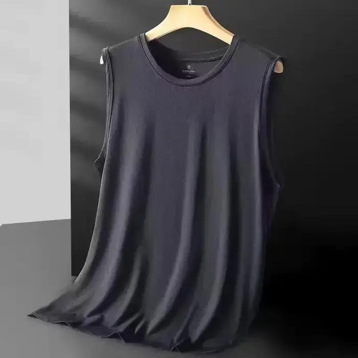 Gilet en maille de soie glacée pour hommes, vêtements de sport légers d'été, T-shirt sans manches, d