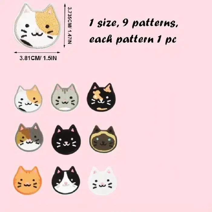 Patch brodé de chat mignon en polaire, thermocollant, à coudre, pour vêtements, casquette, sac, vest