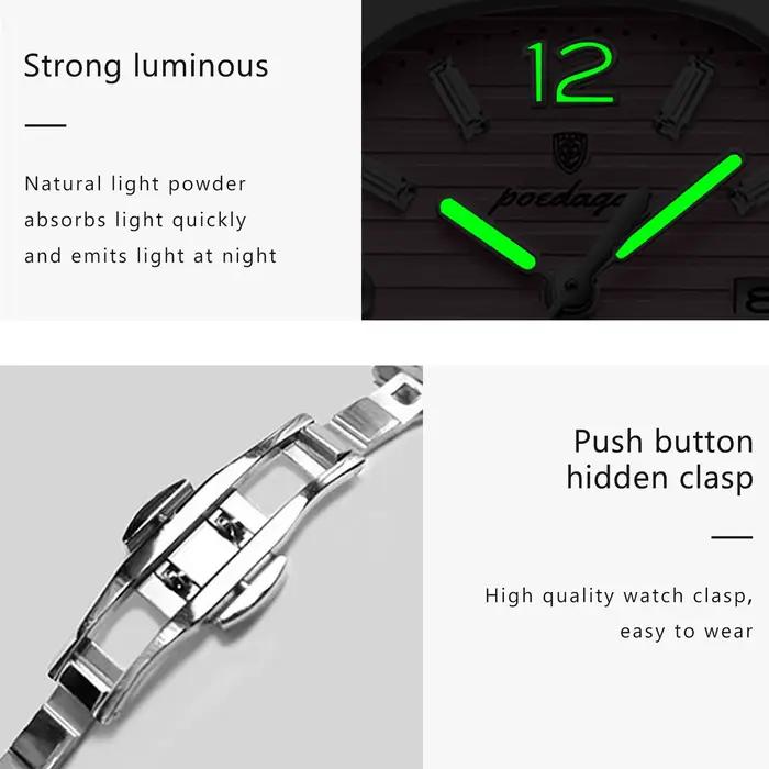 POEDAGAR carré mode femme montre-bracelet lumineux étanche Date dames montre de luxe de haute qualit