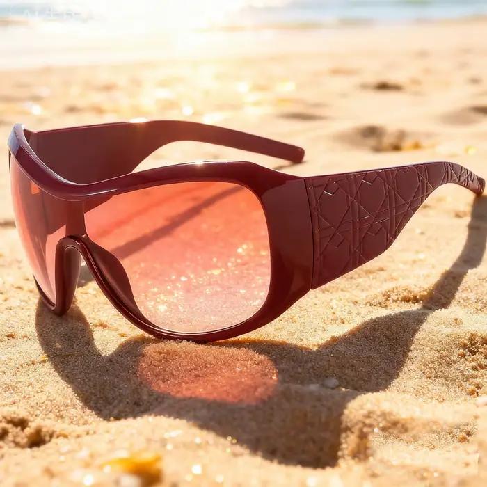 Lunettes de soleil surdimensionnées Y2K pour femmes et hommes, une pièce, vintage, bouclier carré dé