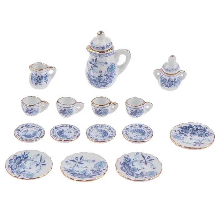 Vaisselle Miniature pour maison de poupée 1:12, 15 pièces, ensemble de tasses à thé en céramique et