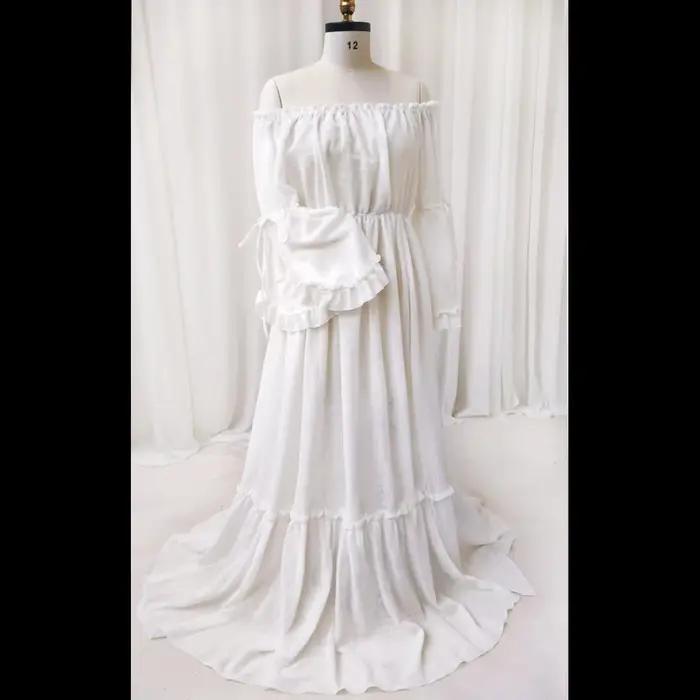 Robe de Femme Enceinte Style Boho, Confortable, Lin, Coton, Dentelle, Manches sulf, Tenue de Photogr