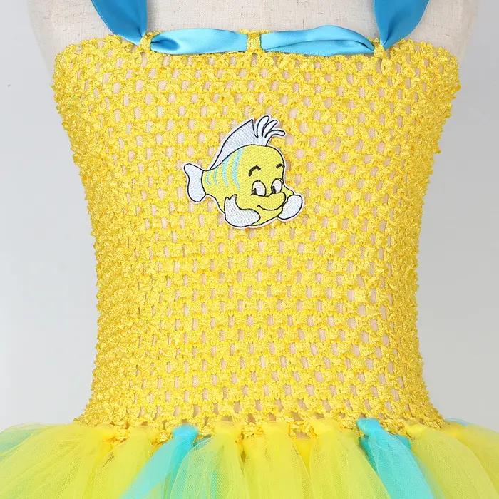 Costumes de flet de sirène pour bébés filles, robe tutu de poisson de dessin animé pour enfants, ten