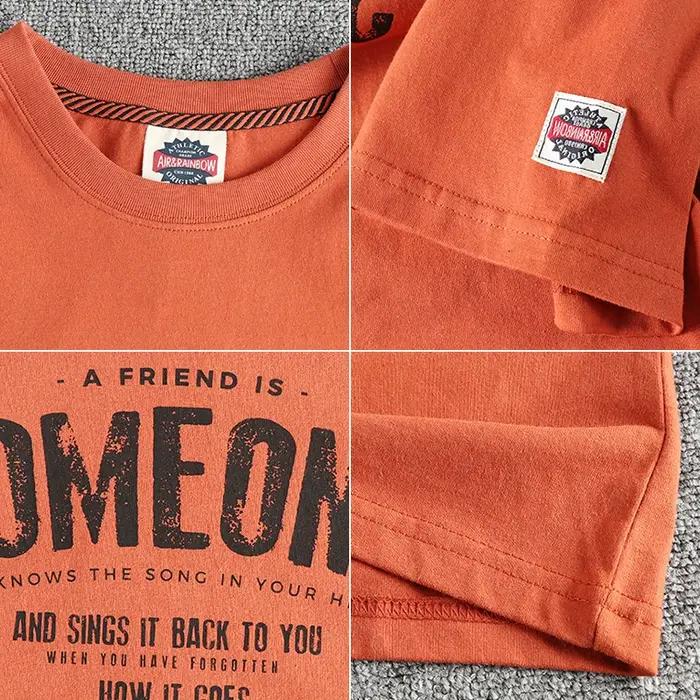 T-shirt à Manches Courtes et Col Rond pour Homme, Style Rétro Américain, Lettres Imprimées, Simple,