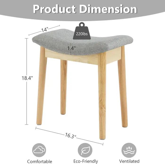 Tabouret de vanité, coussin de selle, tabouret ottoman avec pieds en bois massif, banc de piano mode