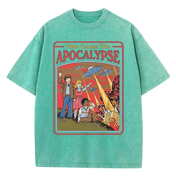 Voici l'Apocalypse Ufo lavé rétro hommes vêtements surdimensionné qualité Streetwear mode couverture