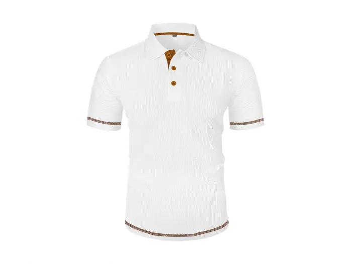 POLO d'été à revers en soie glacée pour hommes, T-shirt à manches courtes, haut pour hommes