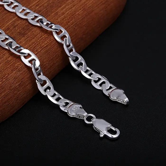 Produits à la mode 925 en argent Sterling classique 6MM chaîne collier Bracelet ensemble de bijoux p