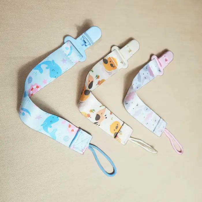 Sucette pour bébé imprimée de dessin animé 3 pièces pour empêcher la chute de chaîne ; Jouet en gomm