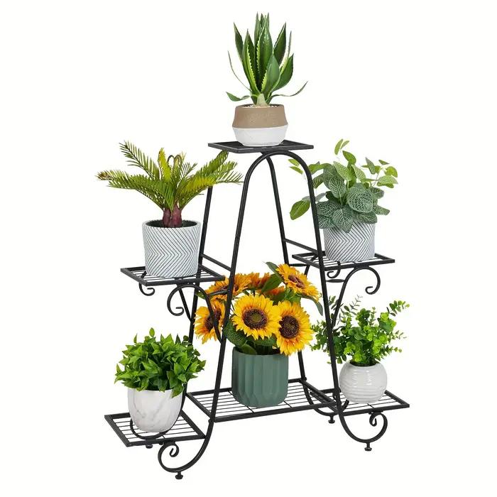 Support pour plantes en métal à 6 niveaux, support pour pots de fleurs, support pour pots de fleurs