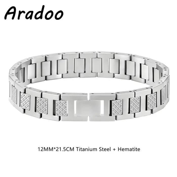 ARADOO – Bracelet en titane et acier pour hommes, chaîne à maillons à motif Crocodile, bijoux d'affa