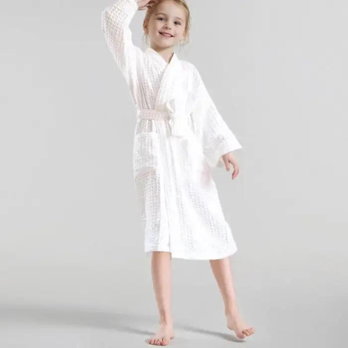 Peignoir de bain en coton pour enfants, absorbant et à séchage rapide, long, avec capuche, en tissu