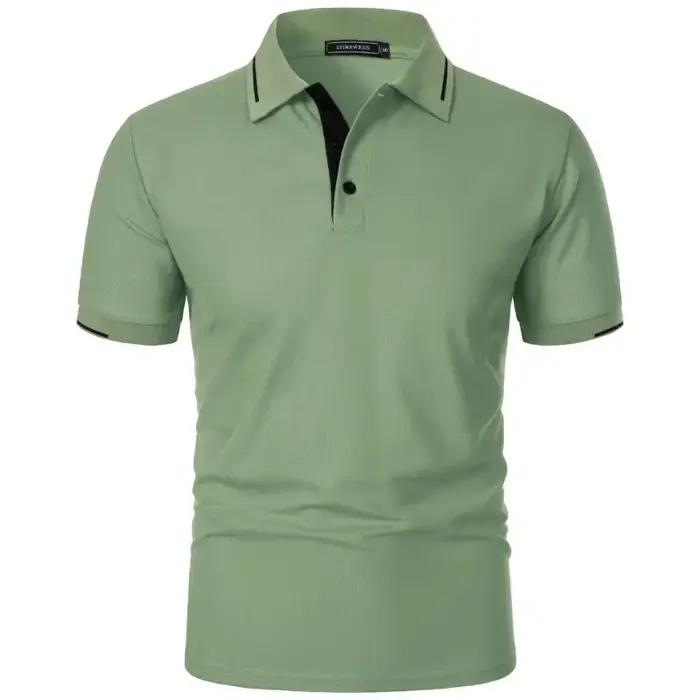 Polo à manches courtes pour hommes, boutons d'été, coupe classique, T-Shirts décontractés, pull surd