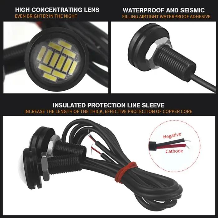 Clignotant yeux d'aigle LED 23mm 4014 12smd pour voiture, feux de signalisation pour la conduite de