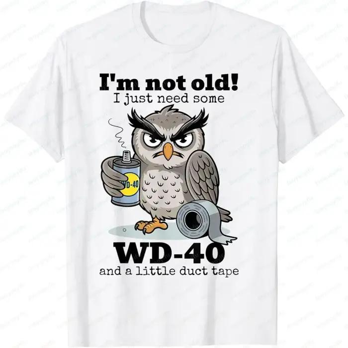 T-shirt graphique décontracté pour hommes, à la mode, à manches courtes, avec motif hibou, « Je ne s