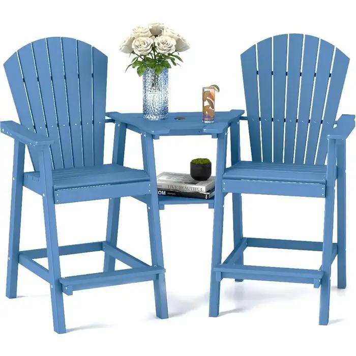 Ensemble de 2 chaises Adirondack hautes, chaise Adirondack en hauteur de barre HDPE toutes saisons a