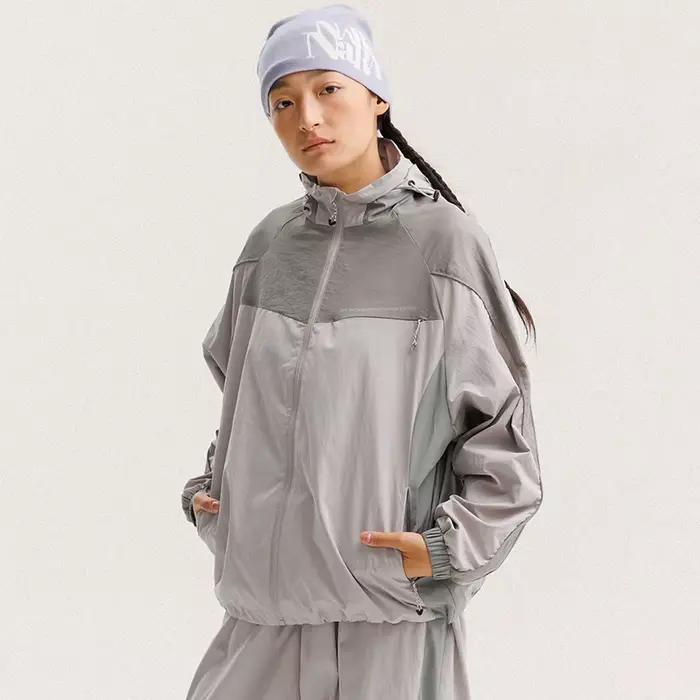 Veste cargo à capuche décontractée et ample pour homme et femme, imperméable, design à empiècements,