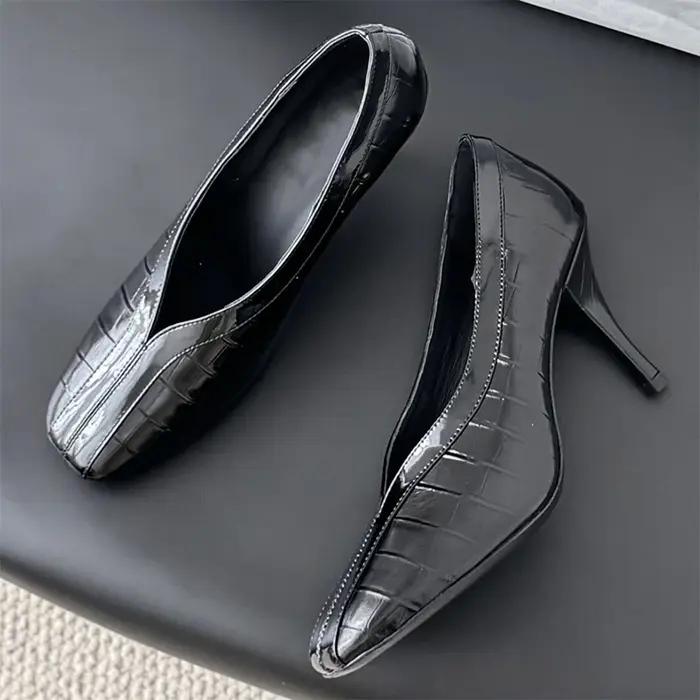 Chaussures plates pour femmes de haute qualité, à bordures contrastées, à découpe peu profonde, avec