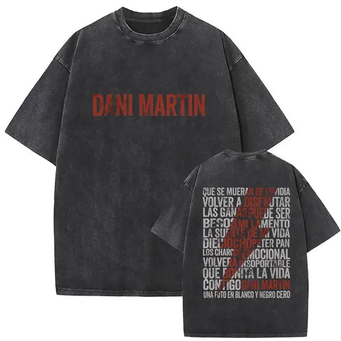 Rappeur Dani Martin Lo Que Me De La Gana Tour 2025 Vintage lavé t-shirts hommes femmes Pop Fans mode vêtements surdimens