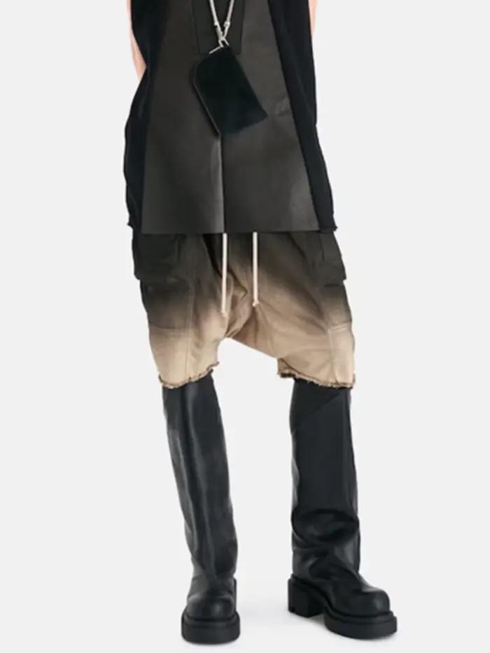 Shorts Harem à double anneau dégradé délavé MIJKO, coupe décontractée et confortable pour hommes 848