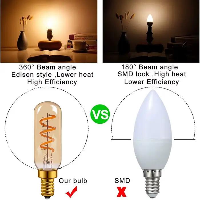 Ampoule de nuit tubulaire rétro E14 E12 220V 110V, variable 3W 2200K, Filament souple, lampe de Tabl
