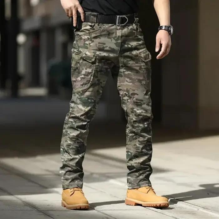Pantalon Cargo imperméable pour hommes, élastique, poches multiples, militaire, jogging d'extérieur,