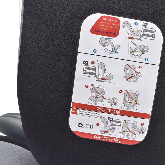 AP01 KL005 Siège auto enfant 360 ° Ceinture rotative 5 points 9-36kg 0 -12 ans Siège de sécurité e