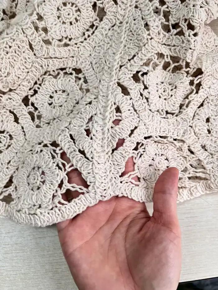 Manches longues Crochet haut en tricot plage Bikini couvrir boutonné Cardigan Blouse femmes blusas para mujer vacances B