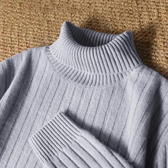 Jeu d'animaux hommes Long col roulé rayures pull tricots décontractés pull chandails extérieur chaud