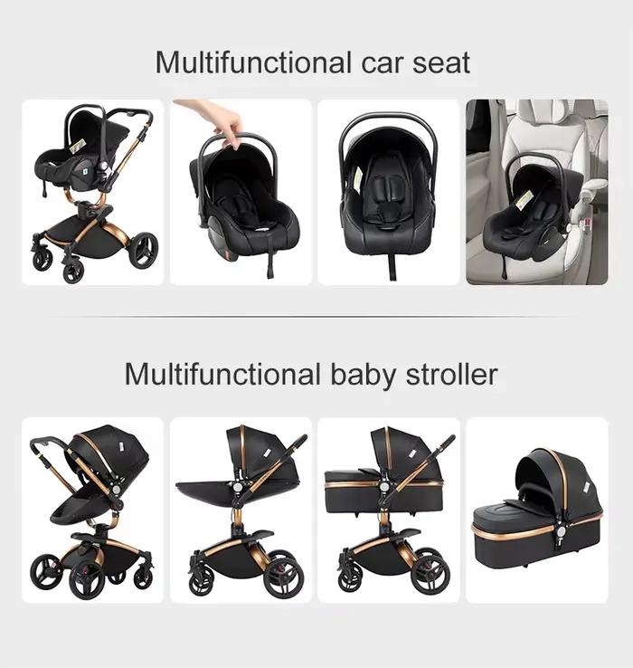 Poussette bébé 3 en 1 pour landau, accessoires pour nouveau-né, poussette de bébé de luxe de paysage