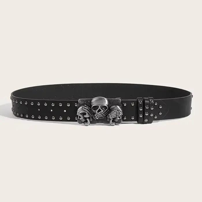 Nouvelles ceintures pour femmes de haute qualité marque de luxe Punk Goth Rivet noir jean unisexe ho
