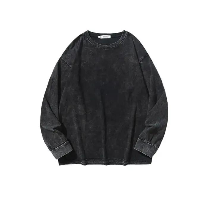 T-shirt rétro américain pour hommes et femmes, surdimensionné, ample, à manches longues, Vintage, Hi