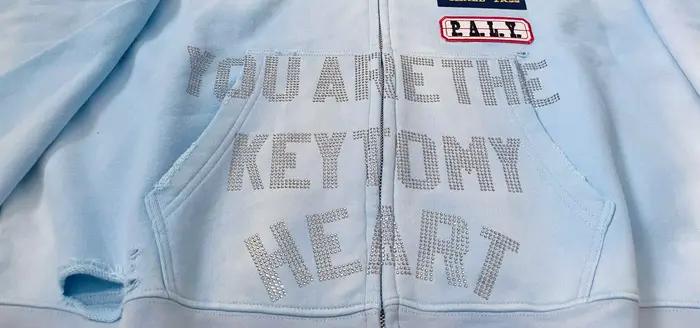 2025fw Paly diamant sweat à capuche avec fermeture éclair hommes femmes Vintage lavé bleu endommagé