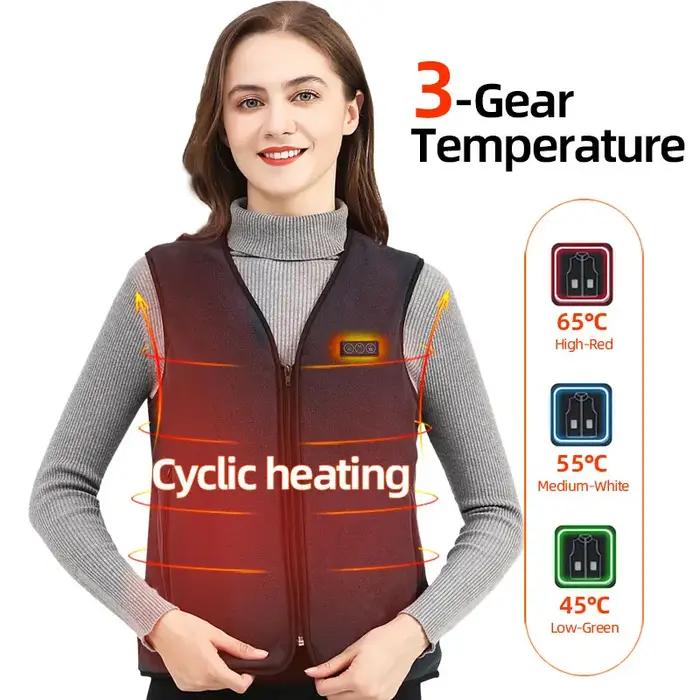 Gilet chauffant 10 zones pour hommes et femmes, veste chauffante électrique USB, gilet chauffant, ve