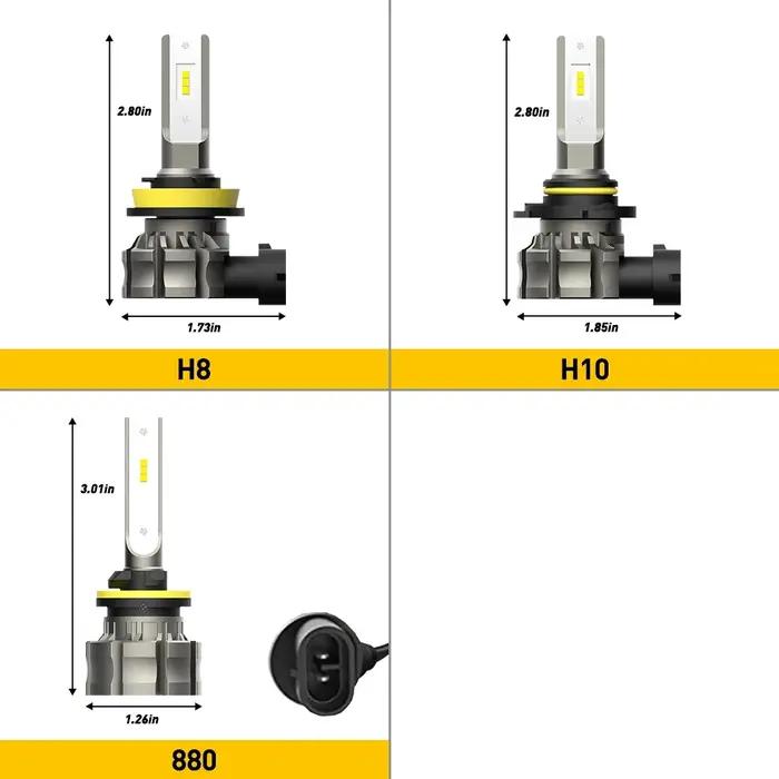 AUXITO 2 pièces feu antibrouillard de voiture H11 H8 LED Canbus sans erreur H10 H16(JP) H27 880 LED