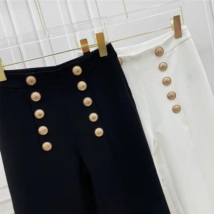FJM-Tube droit taille haute pour femme, jambe large, mince et drapé, imbibé, haut de gamme, printemp