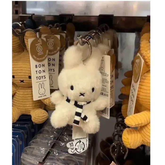 Kawaii Miffy noir et blanc rayé écharpe suspendue poupée mignonne Mini Figure poupée pendentif cadea