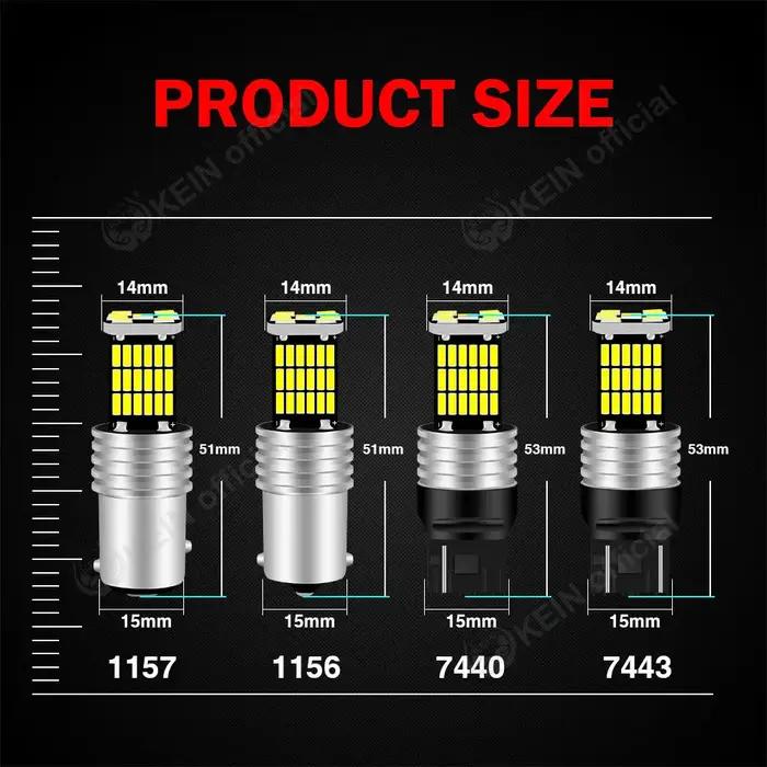 KEIN 2 pièces 7 couleurs P21W 1156 1157 ampoule Led BA15S BAY15D T20 7440 7443 W21W 45SMD 4014 clign